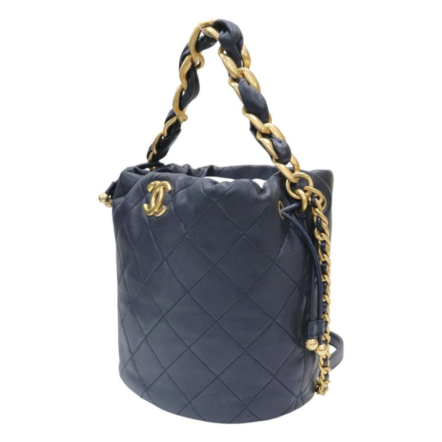 黑色牛皮抽繩包兩用包【CHANEL 香奈兒】 AS2390-2