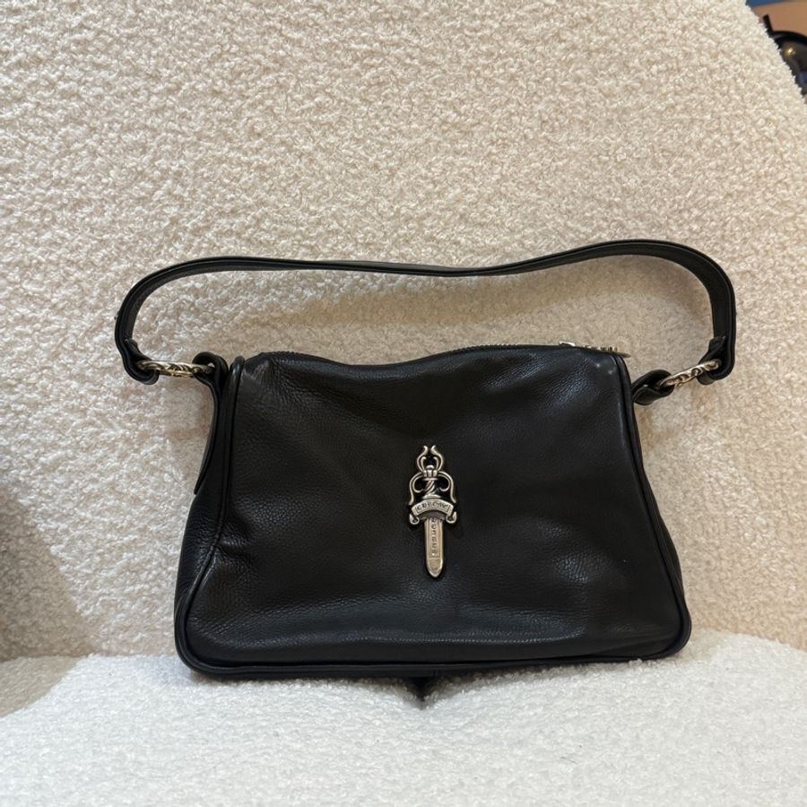 🔥新到:98新Chrome Hearts/克羅心 經典黑色銀飾寶劍小號雞塊包-5