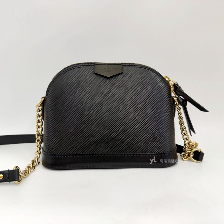 ❣LV 黑Epi Alma Mini金釦拉鍊半月斜背包-0