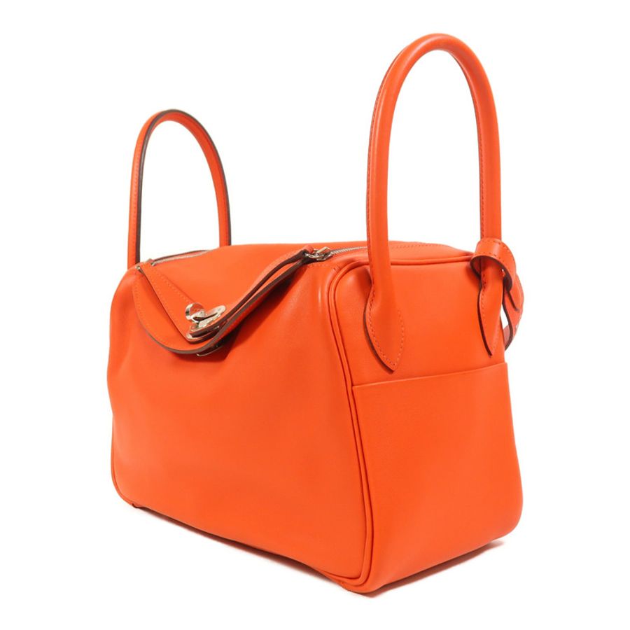 HERMES Swift皮革Lindy 26銀扣手挽肩背兩用袋Capucine-2