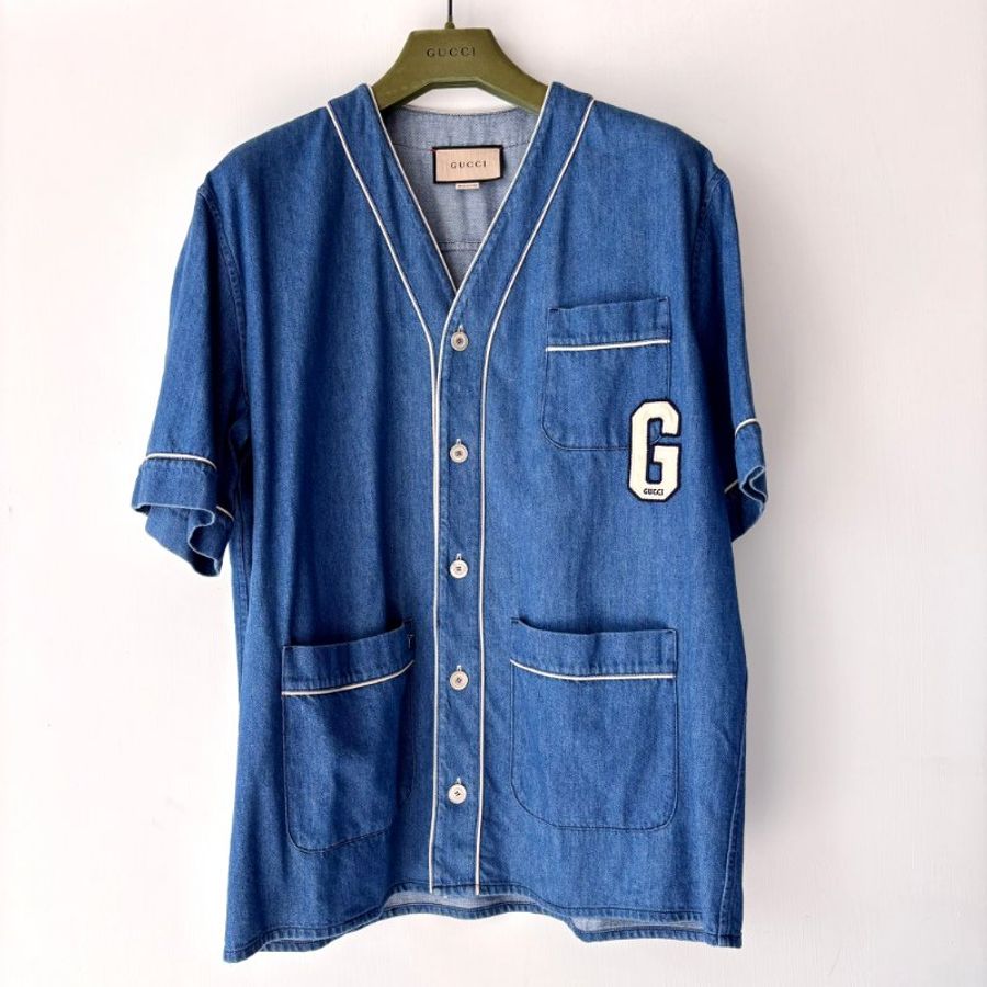::GUCCI:: 單寧G字刺繡上衣 外罩衫 Denim shirt with G patch-1