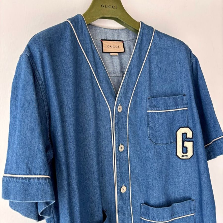 ::GUCCI:: 單寧G字刺繡上衣 外罩衫 Denim shirt with G patch-3