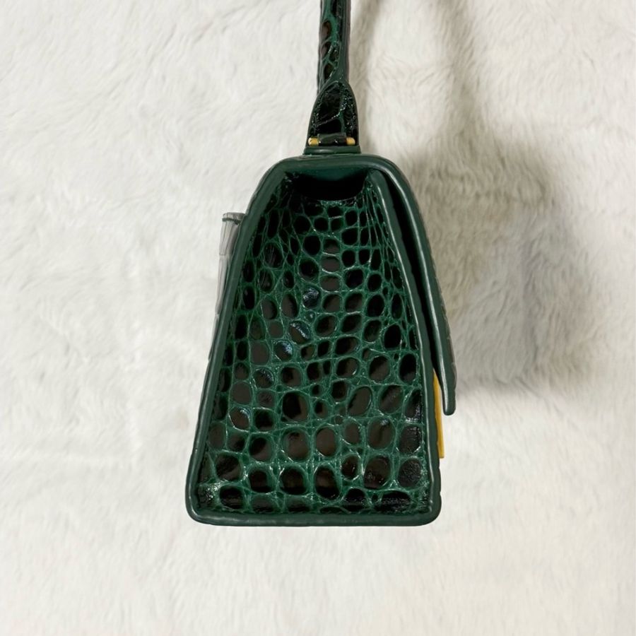 Balenciaga綠鱷魚壓紋金釦沙漏包 XS |✨Wisher惟奢名品✨-3