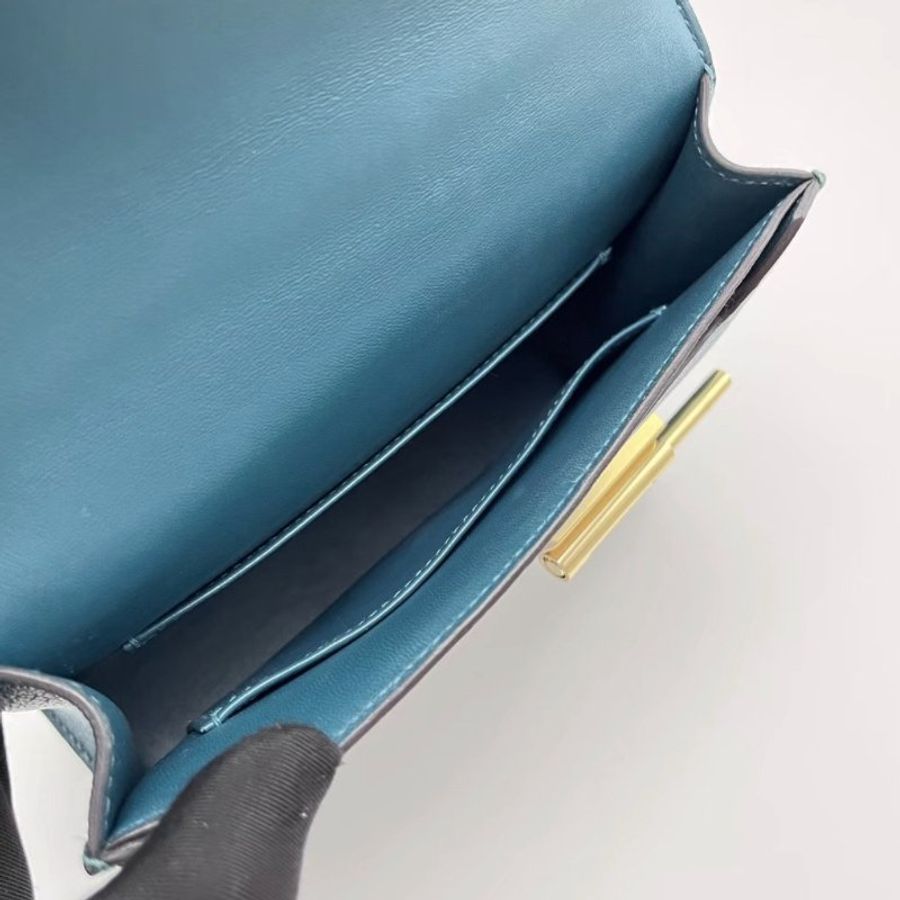 HERMES 博斯普魯斯綠色金扣山羊皮mini verrou手槍包17*13*4 9新 配件盒子塵袋-1