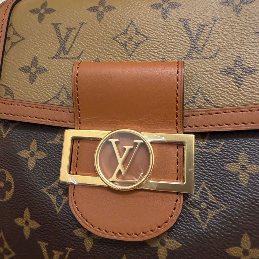 LV 雙色原花金釦Dauphine手提後背包M45142-1