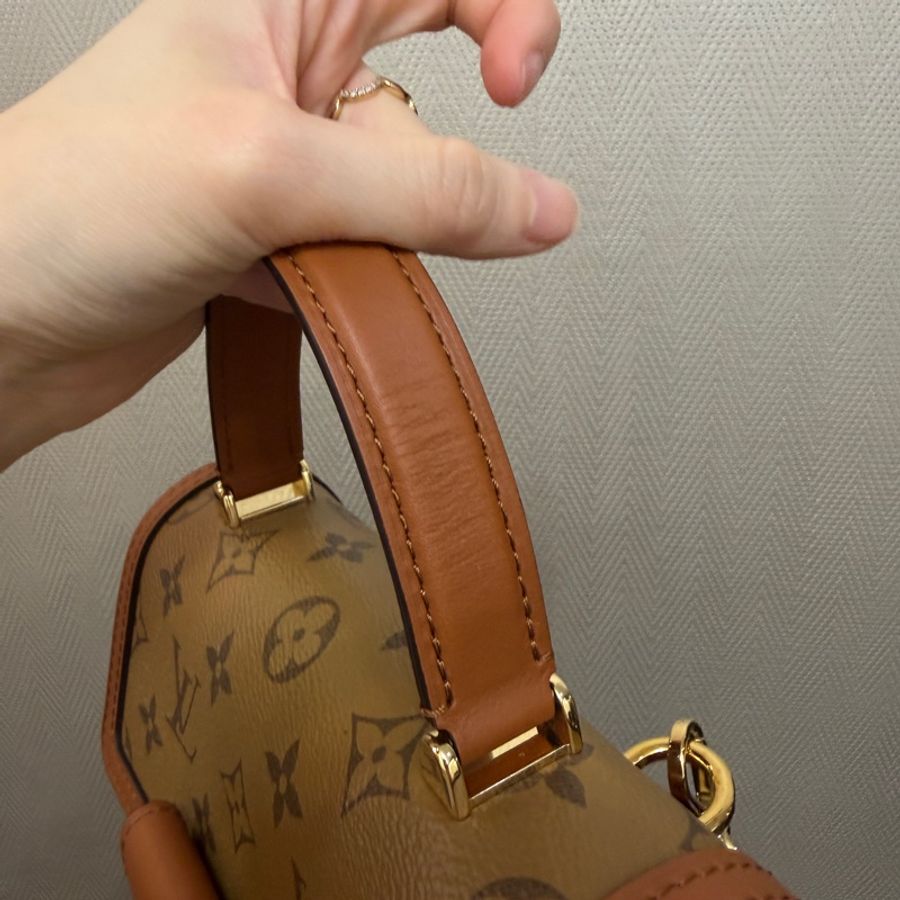 LV 雙色原花金釦Dauphine手提後背包M45142-6