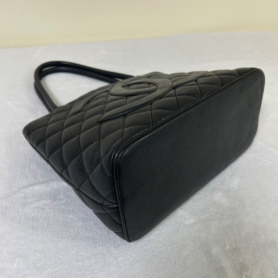 Chanel 黑金荔枝紋復古款式 托特包8開-14