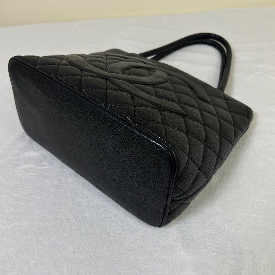 Chanel 黑金荔枝紋復古款式 托特包8開-15