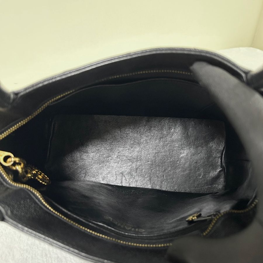 Chanel 黑金荔枝紋復古款式 托特包8開-18