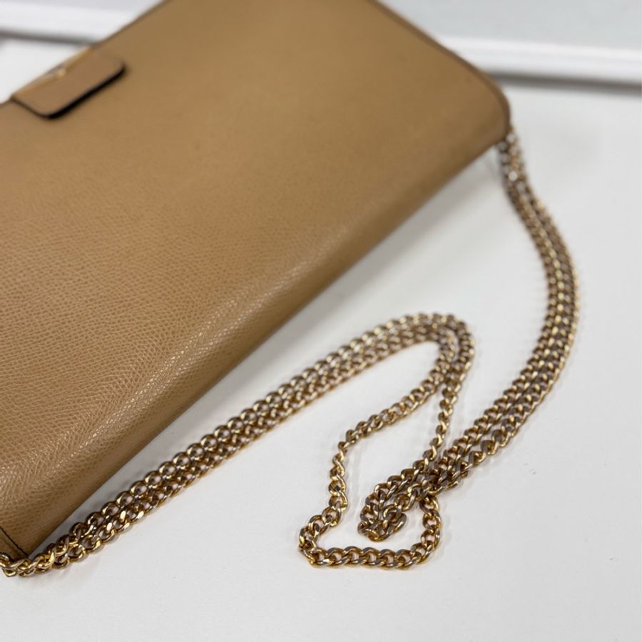 Christian Dior 迪奧 真皮兩用包 斜背包 腋下包 淺棕色 卡其色-9