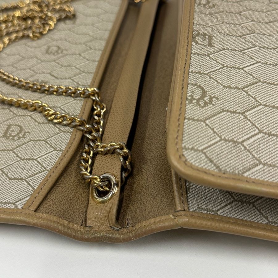 Christian Dior 迪奧 真皮兩用包 斜背包 腋下包 淺棕色 卡其色-20