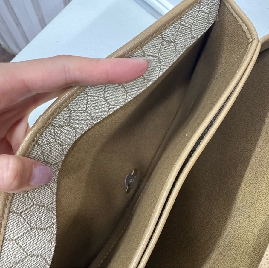 Christian Dior 迪奧 真皮兩用包 斜背包 腋下包 淺棕色 卡其色-25