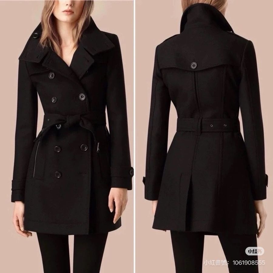 BURBERRY 經典 排釦 黑色 羊毛大衣 長大衣 風衣外套 大衣外套 大衣-7