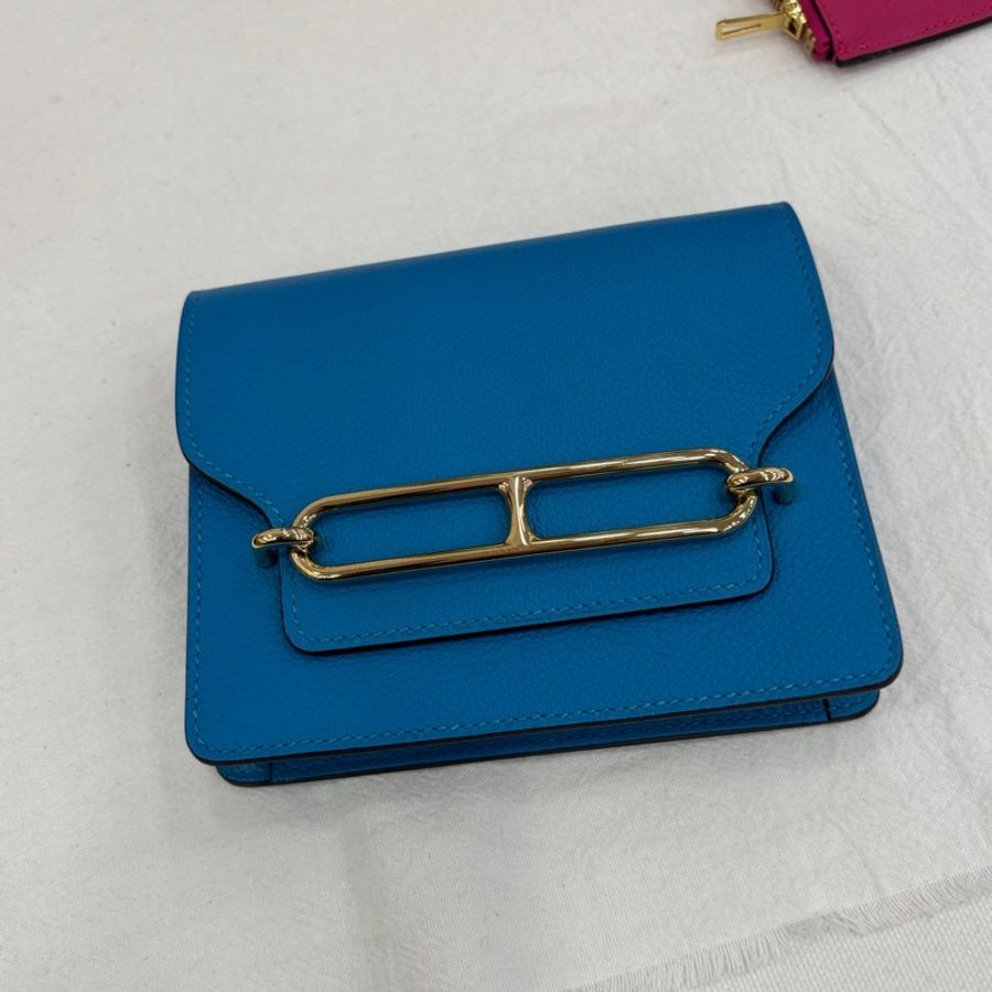 #Hermes 愛馬仕 #roulis slim#豬鼻子#錢包腰包#零錢包 z刻 Bleu Frida/Rose Mexico 弗里達藍拼墨西哥粉子袋-2