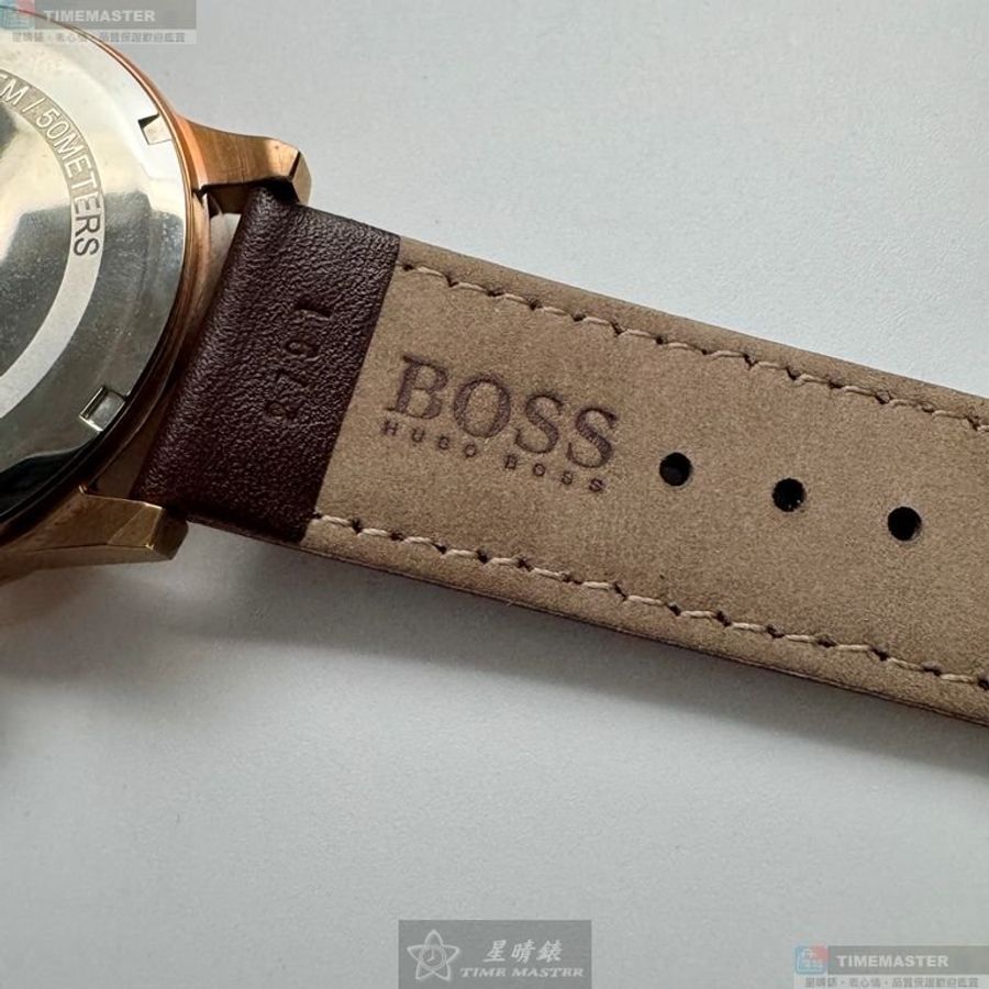 BOSS手錶,編號HB1513496,44mm玫瑰金錶殼,咖啡色錶帶款-5