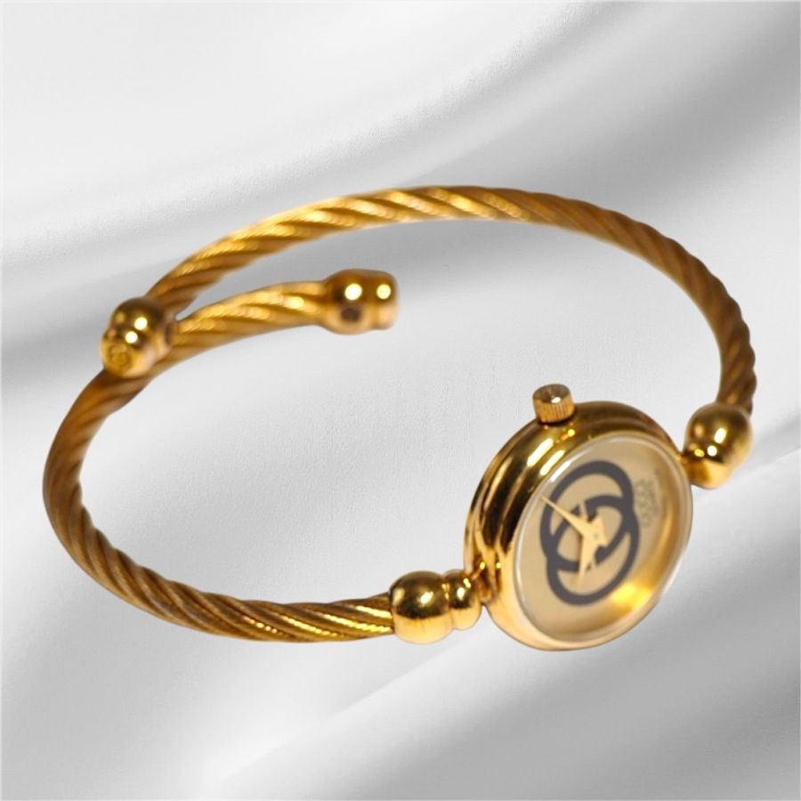 🌷Gucci 雙G麻花Vintage金錶 |經典花紋✦fufu style 精品✦ 氣質款|手錶.古董手錶-11