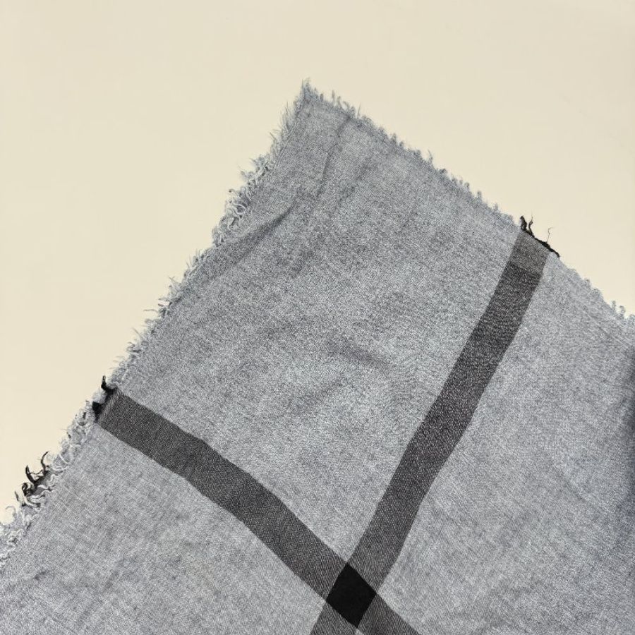 BURBERRY 巴寶莉 經典大方格紋 莫代爾混蠶絲 深灰色 羊毛 大正方披肩 圍巾-3