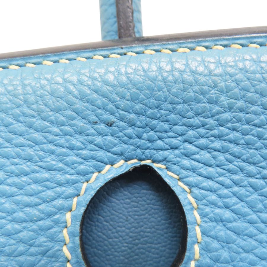 牛仔藍 Togo牛皮 Birkin 30 柏金包 手提包 口D刻 銀扣【HERMES 愛馬仕】-16