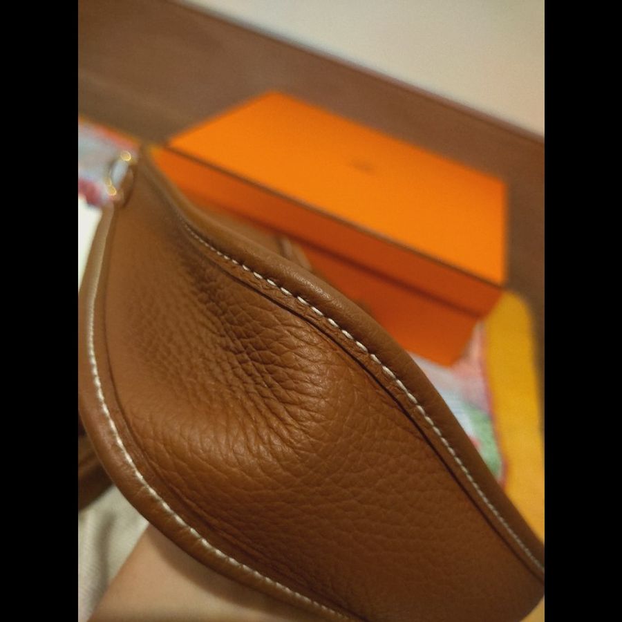 ♡ Hermès Mini Evelyne TPM經典金棕 金釦 ♡ 全配購證齊-6