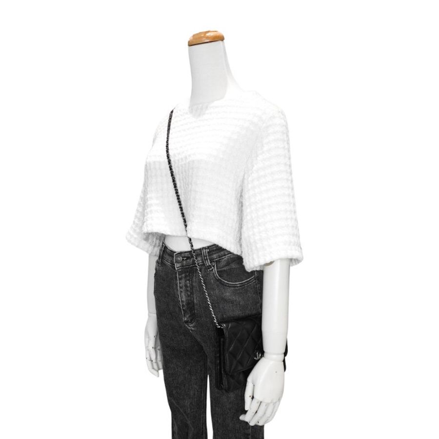 Chanel 展示品 菱格紋羊皮雙色鍊WOC斜背包(AP3699-黑)-5