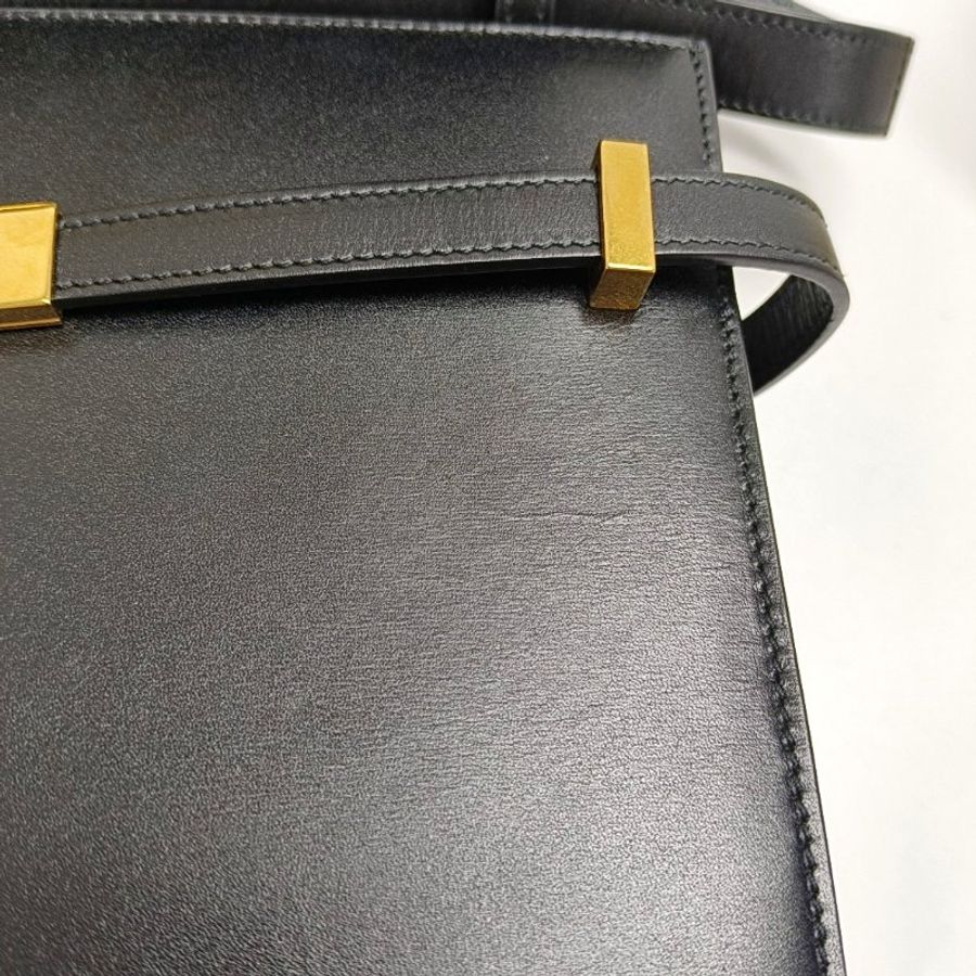YSL MANHATTAN黑色牛皮曼哈頓包單肩包 金色五金 可拆卸肩帶-9