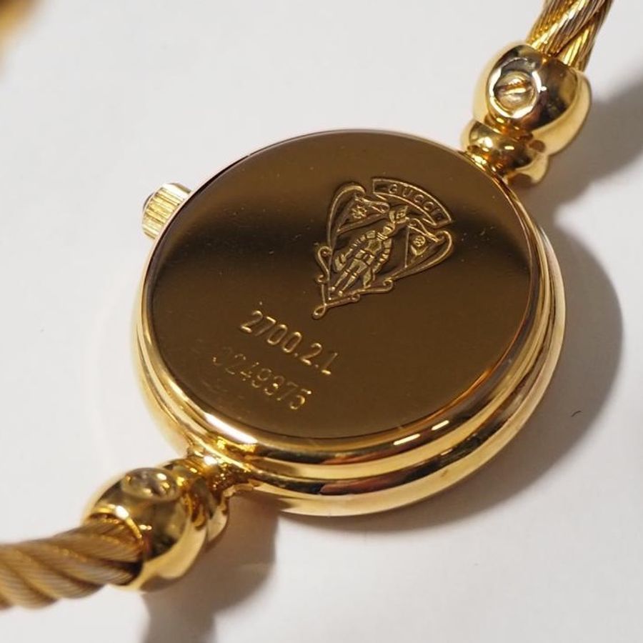 🌷Gucci *稀有Vintage*白母貝麻花手環金錶 |經典花紋✦fufu style 精品✦ 氣質款|手錶.古董手錶-17