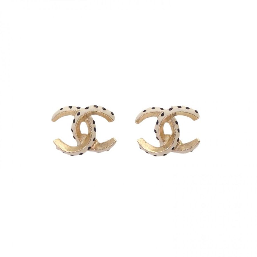 CHANEL 合金16C螺旋雙C耳環耳環-0