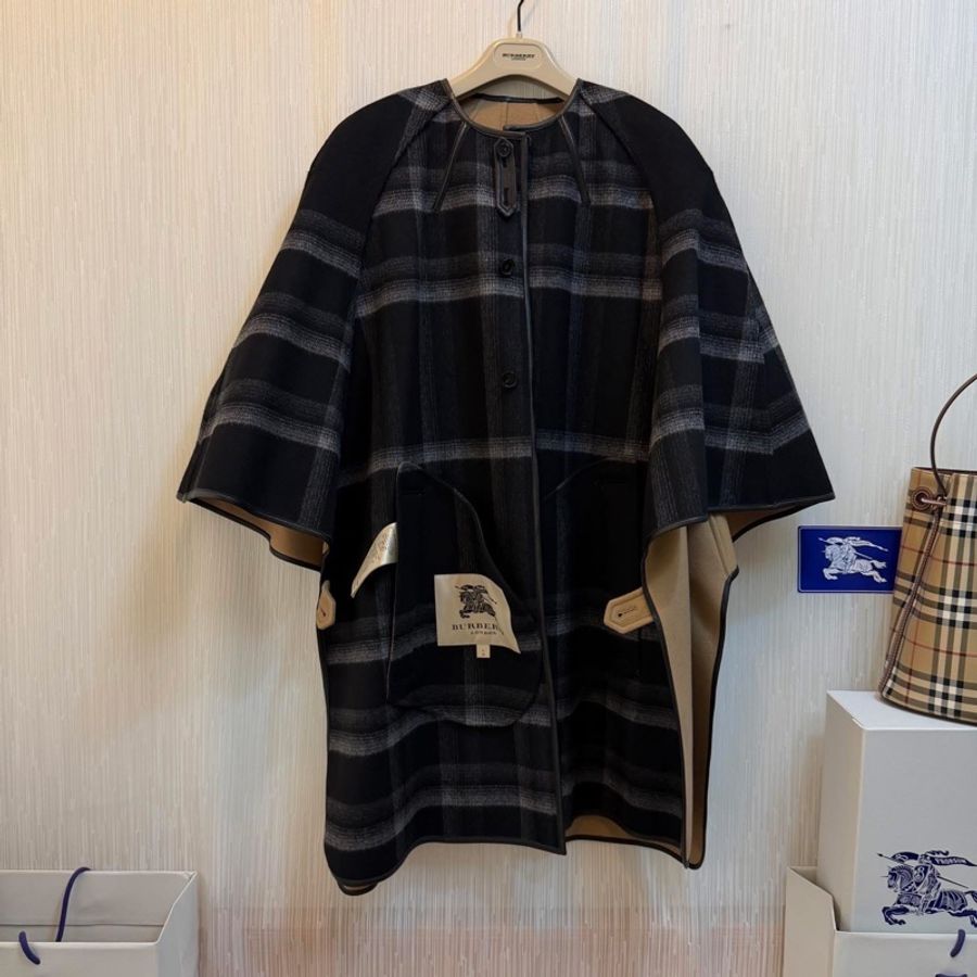 BURBERRY英國蜜色羊毛披肩斗篷L-5