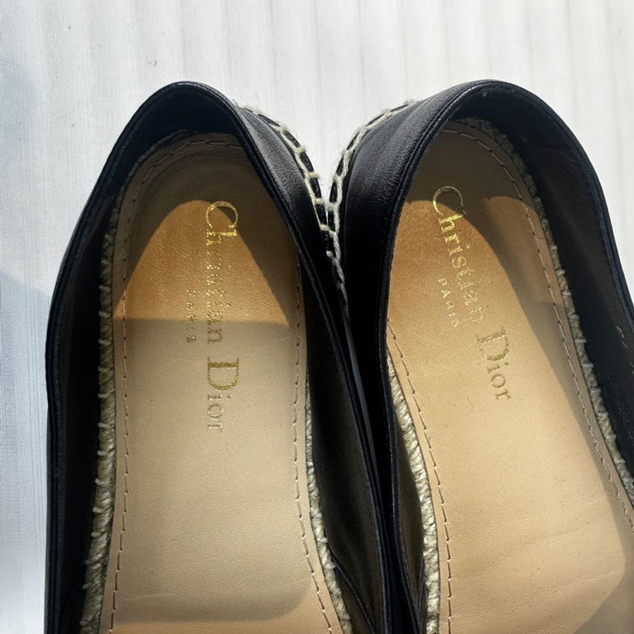 Christian Dior Lambskin Granville Espadrilles 黑色平底羊皮草織鞋 39.5碼-12