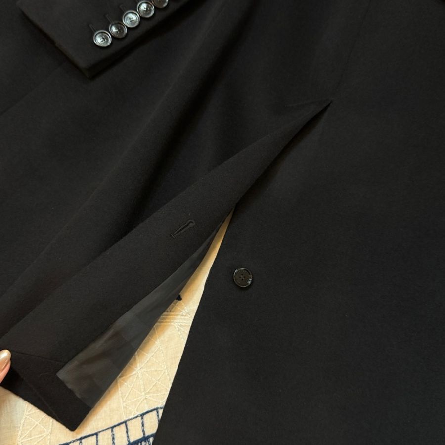 BURBERRY英國黑色羊絨混紡大衣UK8-9