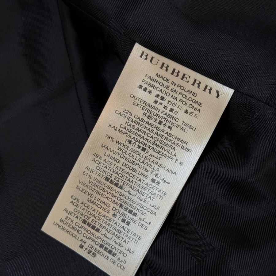 BURBERRY英國黑色羊絨混紡大衣UK8-12
