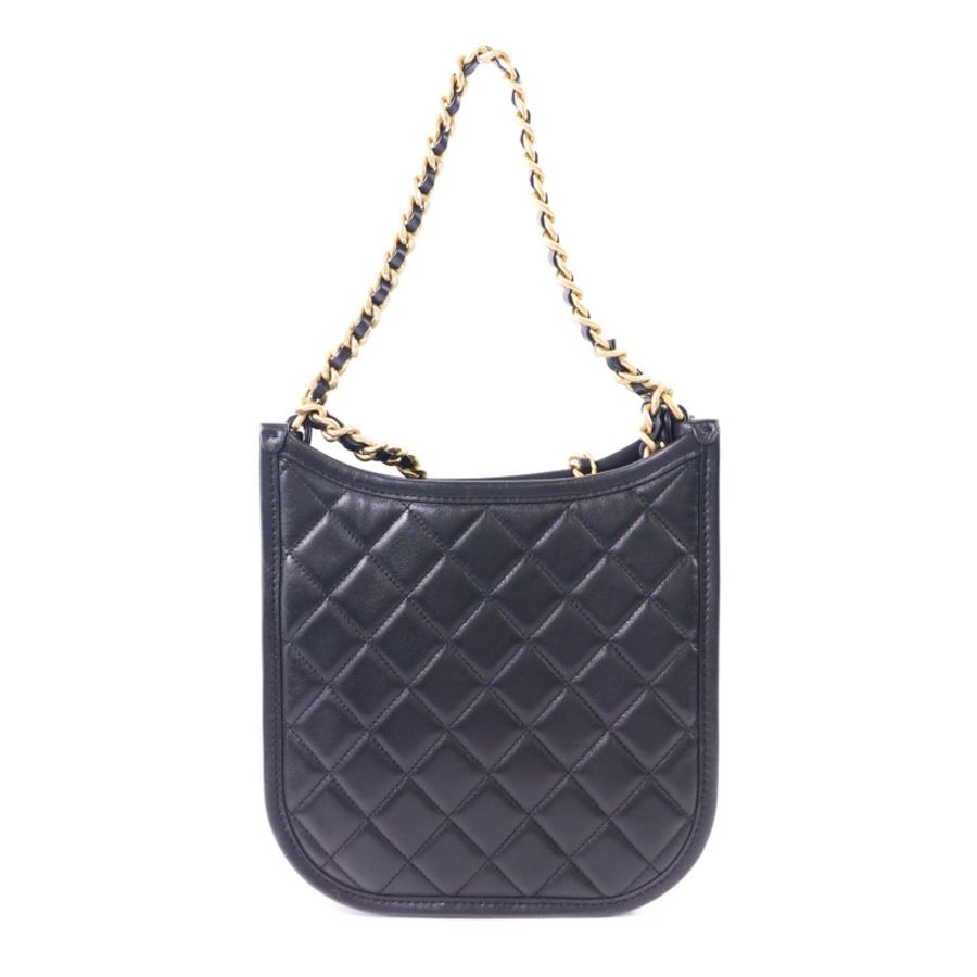 CHANEL 牛皮皮革24S Hobo金扣鏈帶肩背袋-1