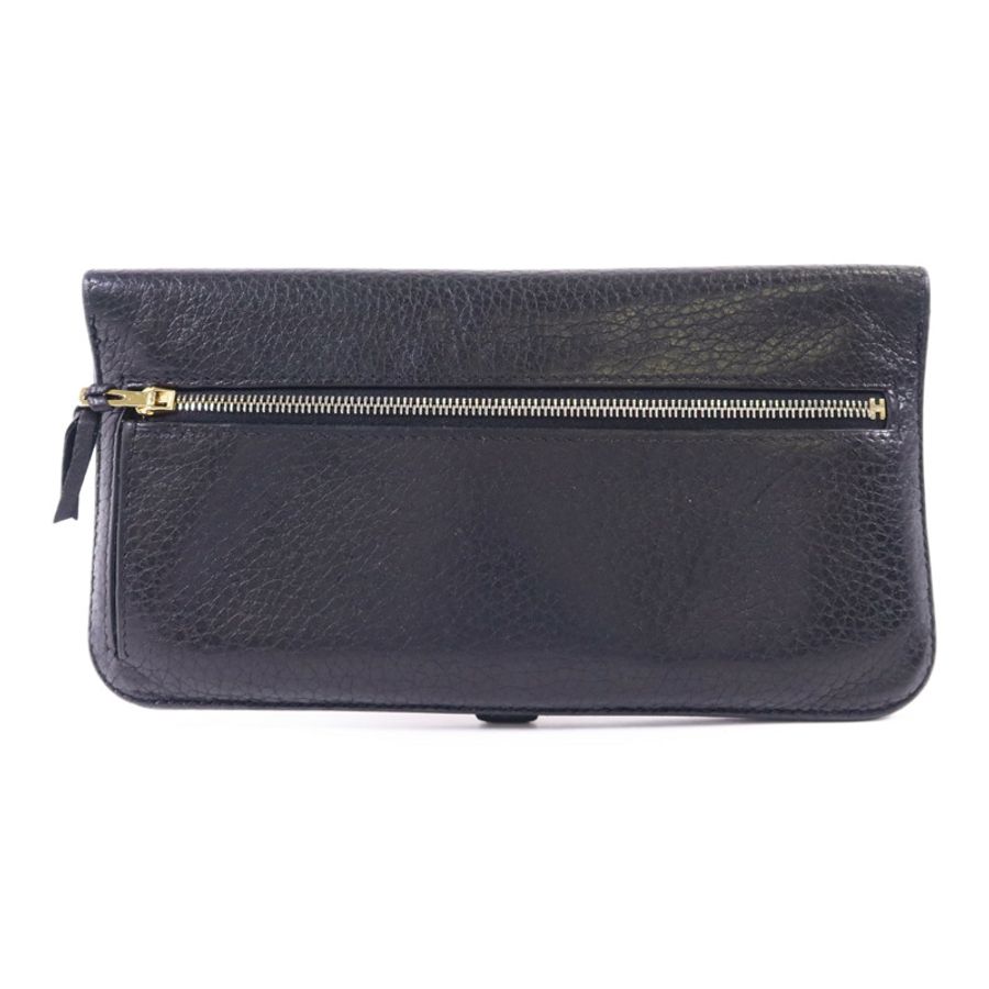 HERMES Clemence皮革Dogon Wallet金扣長錢包Noir-1