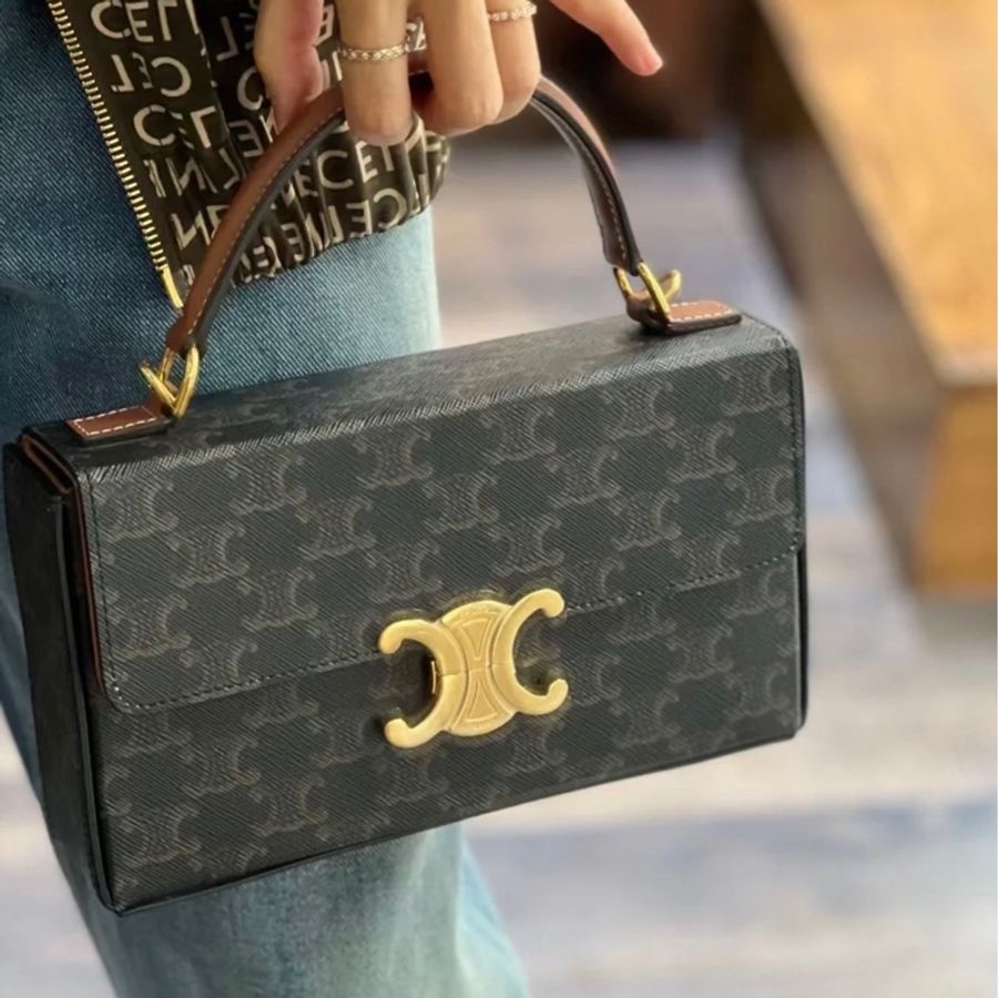 ✨Celine Box triomphe 老花凱旋門金扣 復古高級🐿️-2