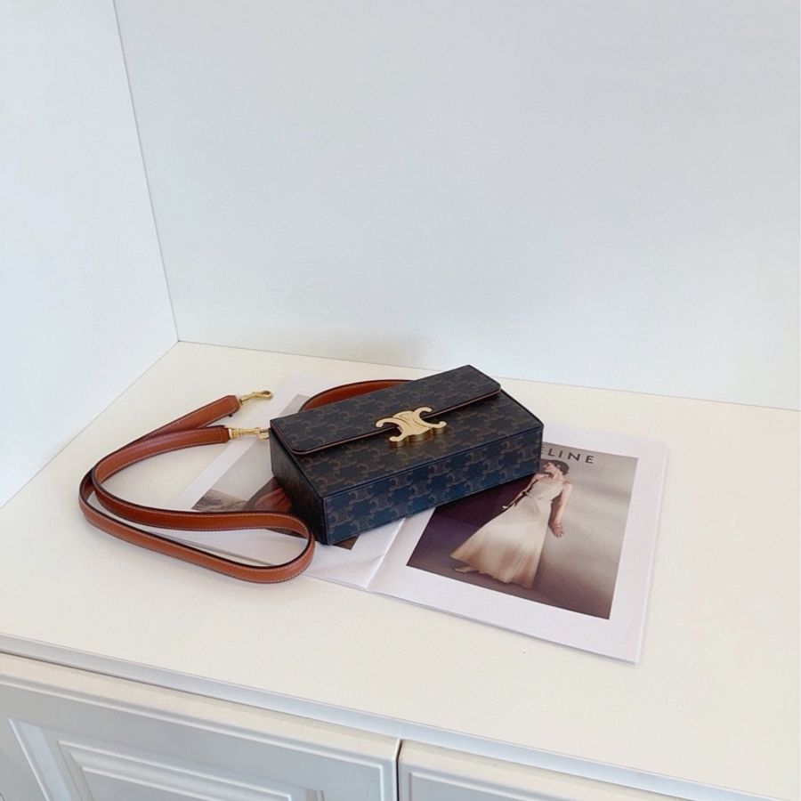 ✨Celine Box triomphe 老花凱旋門金扣 復古高級🐿️-7