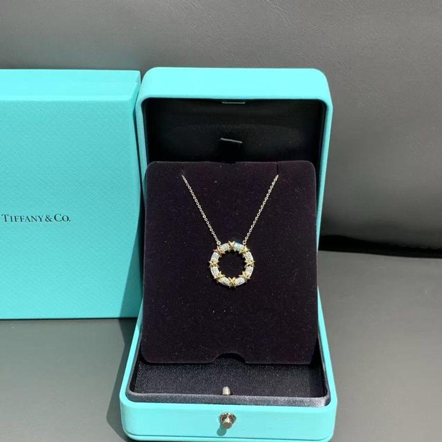 tiffany蒂芙尼 sixteen stone系列18k黃金×鉑金十六石鑽石項鍊 ,25年購入-2