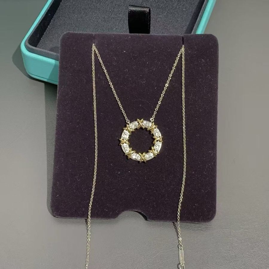tiffany蒂芙尼 sixteen stone系列18k黃金×鉑金十六石鑽石項鍊 ,25年購入-4