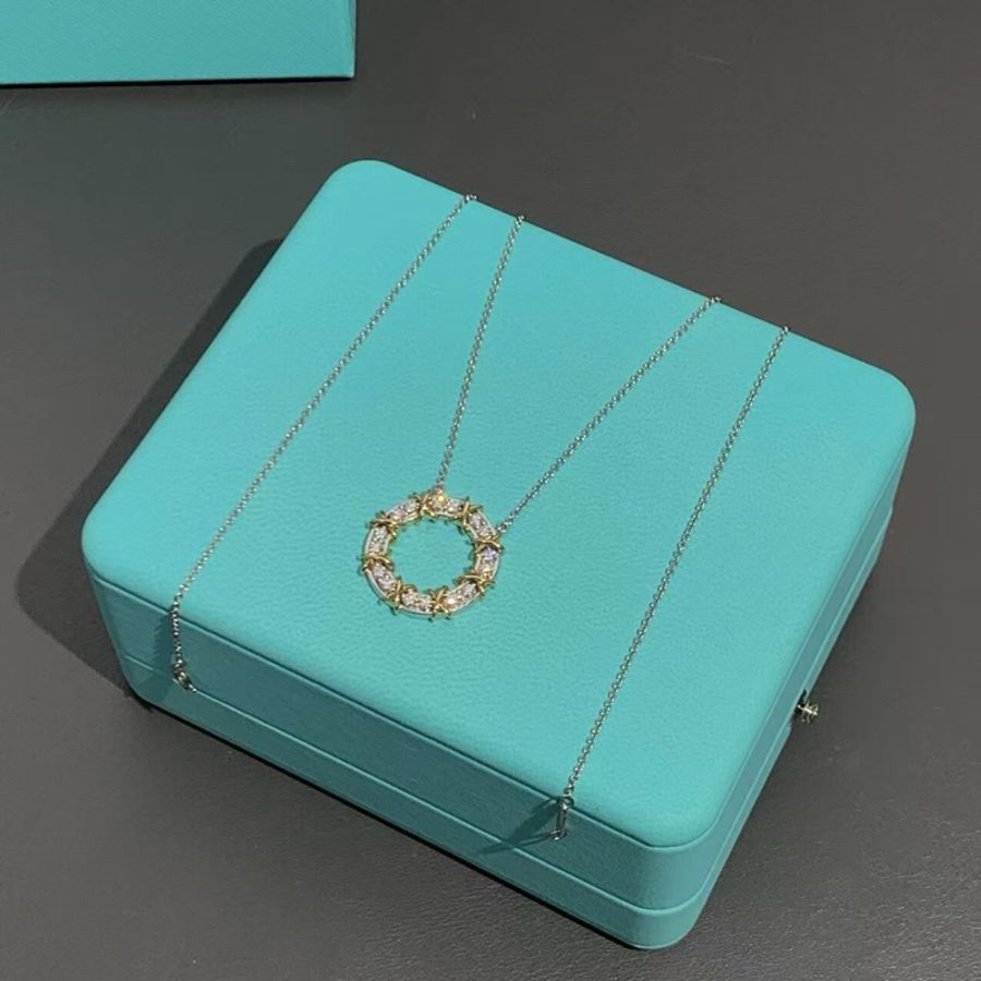 tiffany蒂芙尼 sixteen stone系列18k黃金×鉑金十六石鑽石項鍊 ,25年購入-6