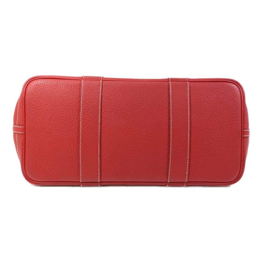HERMES Clemence皮革Graden Party PM銀扣手挽袋Rouge Tomate-3