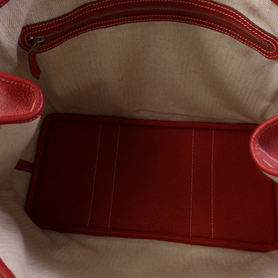HERMES Clemence皮革Graden Party PM銀扣手挽袋Rouge Tomate-4
