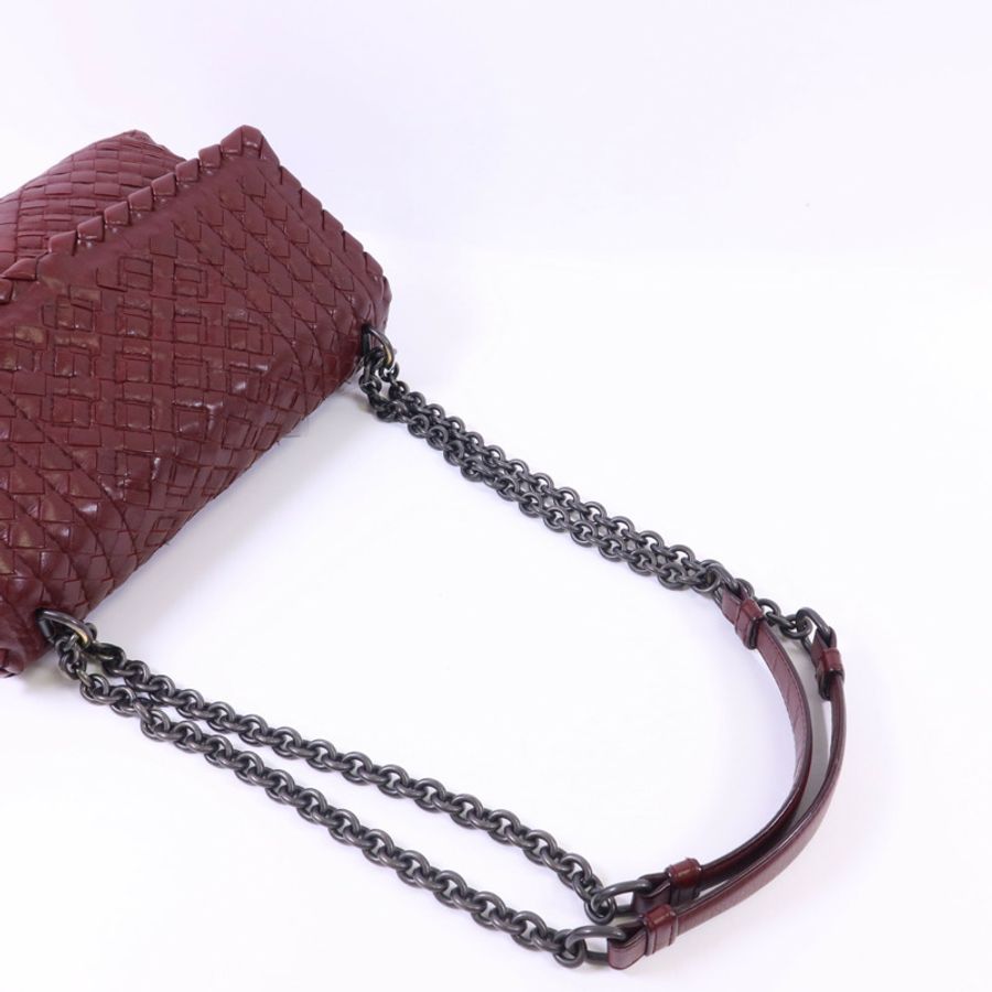 BOTTEGA VENETA 織紋皮革Shoulder Bag鏈帶肩背袋-4