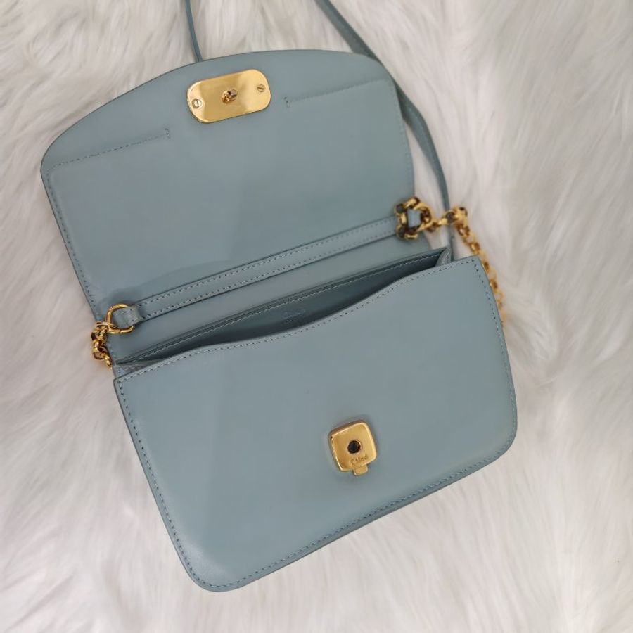 Chloe 蔻依 C 淺藍色牛皮手袋-4