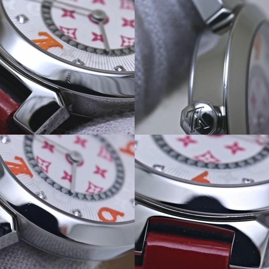 路易威登 Tambour PM QA146Z Monogram 紫紅色和橙色鑲鑽限量版女士腕錶 40216-5