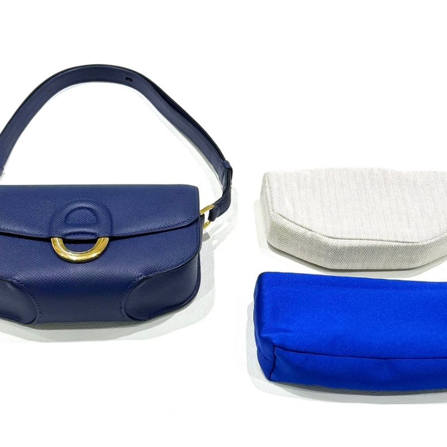 HERMES - 73藍Epsom mini Cherche Midi豬鼻斜背包-3