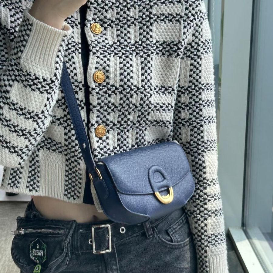 HERMES - 73藍Epsom mini Cherche Midi豬鼻斜背包-5