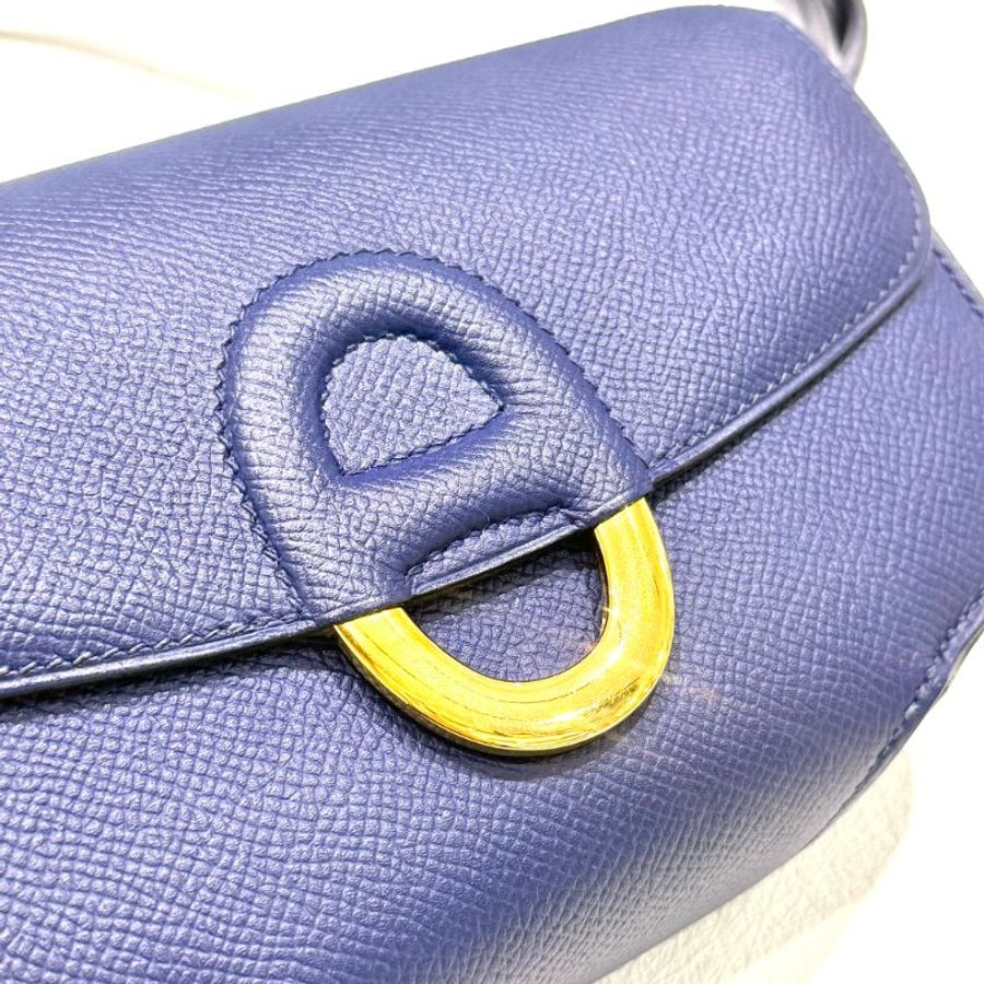 HERMES - 73藍Epsom mini Cherche Midi豬鼻斜背包-12