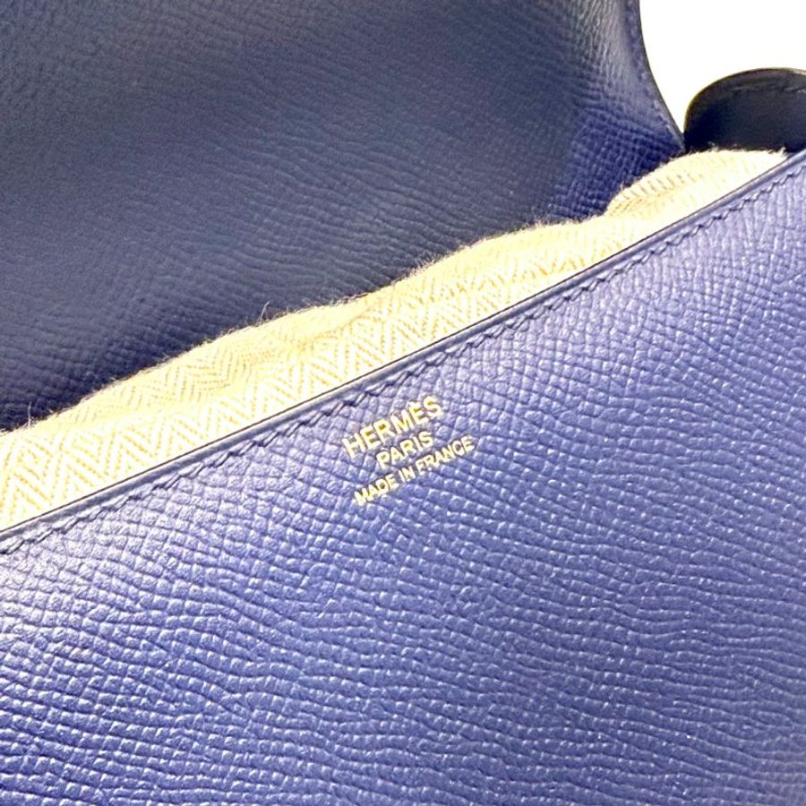 HERMES - 73藍Epsom mini Cherche Midi豬鼻斜背包-15