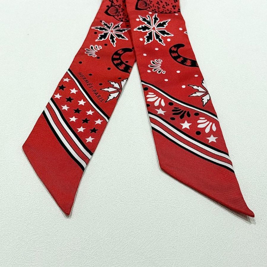 HERMES - 紅色 Twilly, "Les Léopards"-2