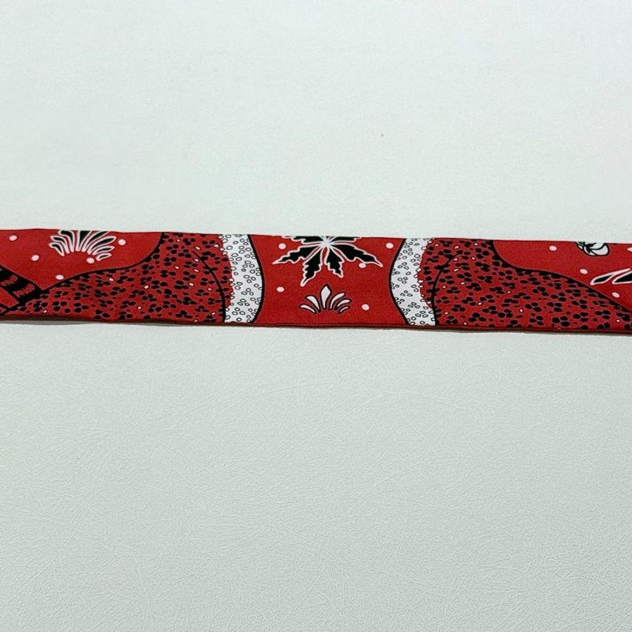 HERMES - 紅色 Twilly, "Les Léopards"-9