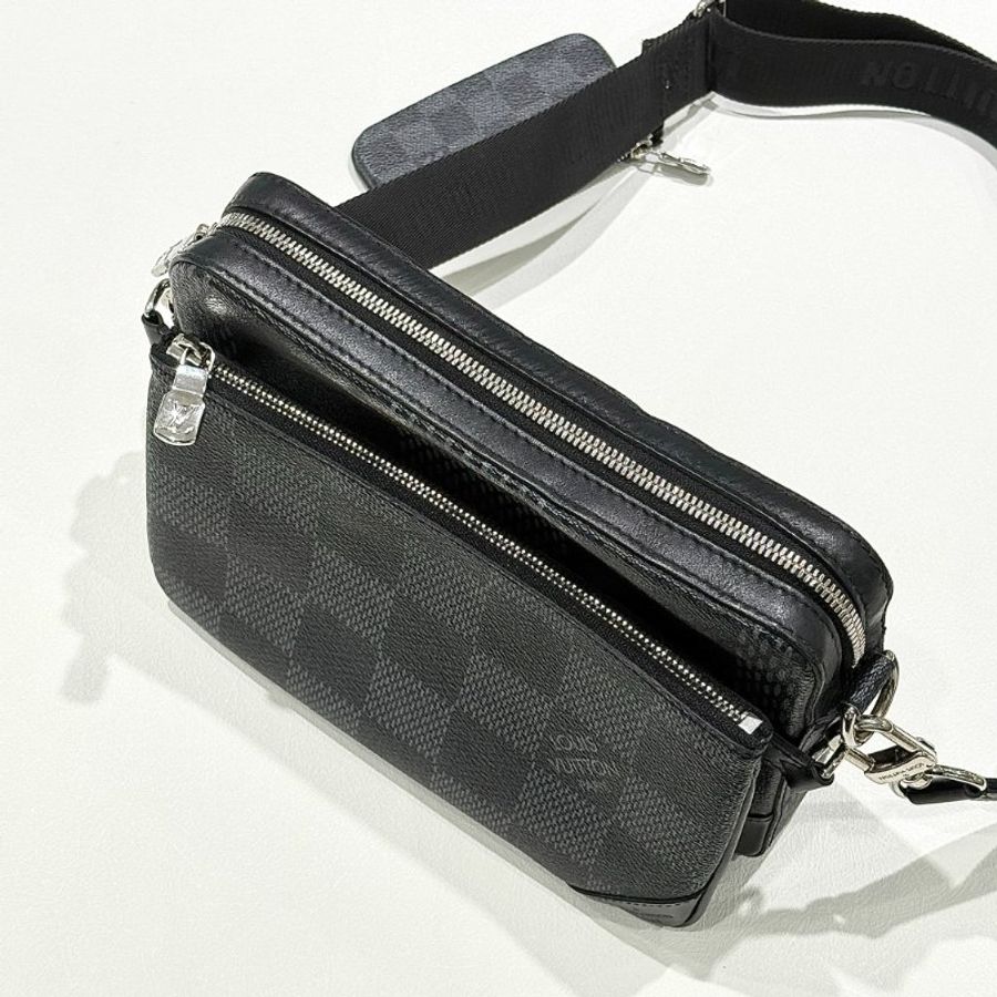 Louis Vuitton - 黑灰色棋盤格三合一郵差包-2